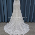 Latest Arrival Gorgeous Champagne Backless Lace Beach Mermaid Bridal Wedding Gown Dress